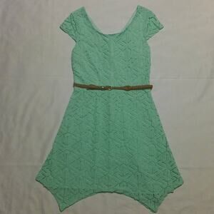 AB Studio Mint Green Lace A-Line Dress Lined with Belt M